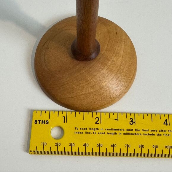 2 Artisan Wood Turned Candlestick Holders 12” Maple & Black Walnut, Signed - Picture 6 of 10